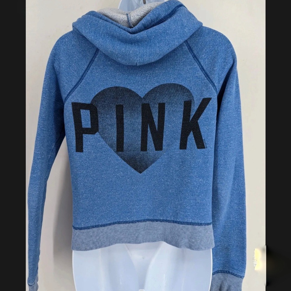 PINK Victoria's Secret Blue Hoodie with Black Heart